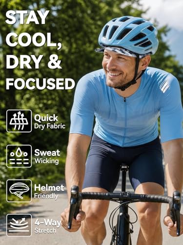 Hikenture Cycling Cap,Cooling Skull Cap Bike Hat with Sun Visor, Summer Breathable Helmet Liner Biking Cap for Men Women - color: Greycamo