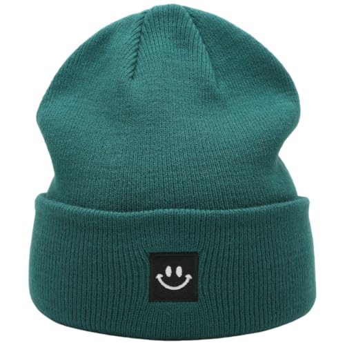 55cube Unisex Winter Beanie Hats Warm Thick Knit Cuffed Skullcaps - color: Dark Teal