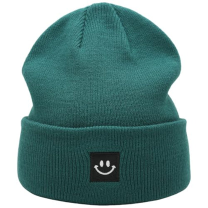 55cube Unisex Winter Beanie Hats Warm Thick Knit Cuffed Skullcaps - color: Dark Teal