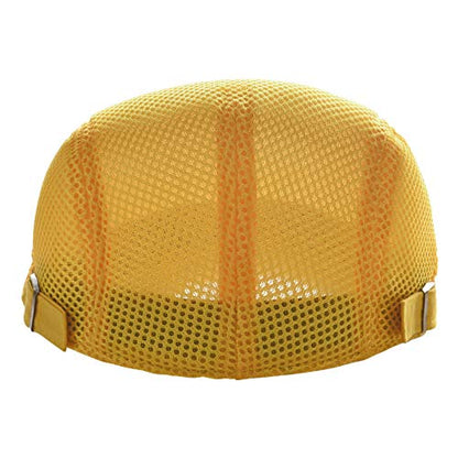 VOBOOM Men Mesh Newsboy Flat Cap Ivy Cabbie Newsboy Cap - color: Yellow