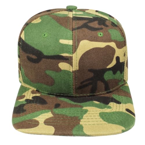 Gelante Snapback Hats for Men - Flat Bill Brim Baseball Cap Hat - Plain Blank Adjustable - color: Camo