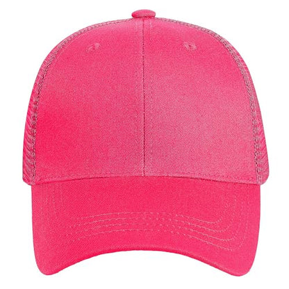Falari Trucker Hat Baseball Cap Structured Plain Design 6 Panel, Adjustable Size - color: 1pk Hot Pink