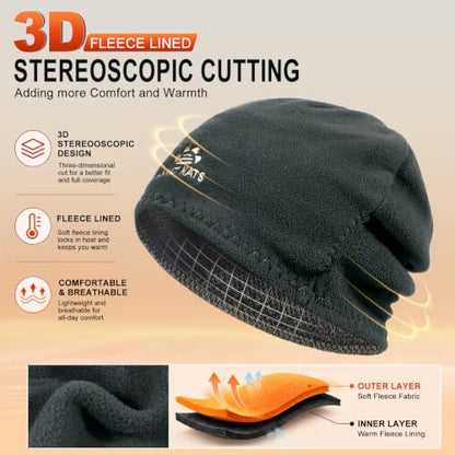 Lvaiz Winter Beanie for Men Women Warm Fleece Lined Reversible Skull Cap - color: Mixed Coffee+grey