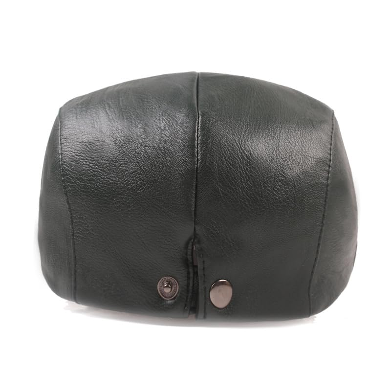 ASTOC Men Women Adjustable Leather Ivy Newsboy Caps Cabbie Beret Hat - color: Coffee