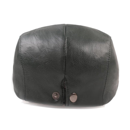 ASTOC Men Women Adjustable Leather Ivy Newsboy Caps Cabbie Beret Hat - color: Coffee