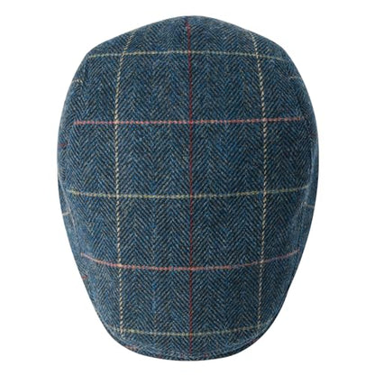FEINION Men Wool Blend Flat Cap Tweed Newsboy Ivy Hat - color: Plaid Blue