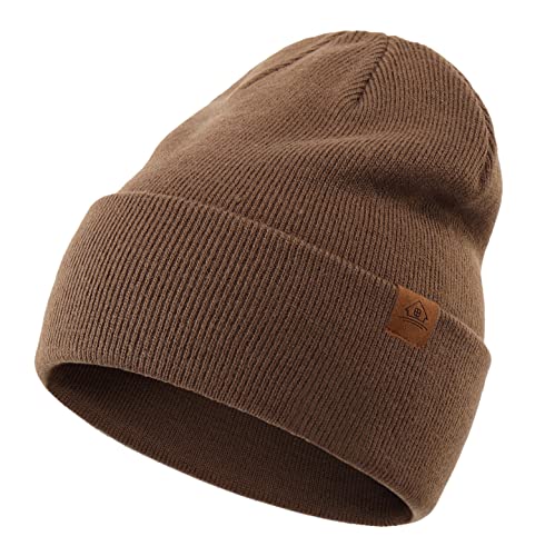Home Prefer Mens Winter Hats Acrylic Knit Cuff Beanie Cap Warm Womens Beanie Hat - color: Coffee