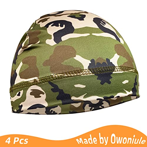6 Pcs Skull Cap Sweat Wicking Helmet Liner Breathable Cycling Beanie Running Sports Hat Cooling Head Wraps for Men - color: Camo Color