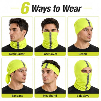 SATINIOR 4 Pcs Neck Gaiter Face Mask for Men, High Vis - color: Yellow