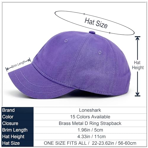 Loneshark Short Brim Baseball Cap for Running Small Bill Umpire Hat - color: Purple