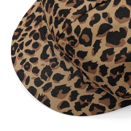 Newsboy Cabbie Baker boy hat Beret Cap for Women Pageboy Visor Paperboy Hat Sailor Fiddler Hat Adjustable - color: Leopard Khaki