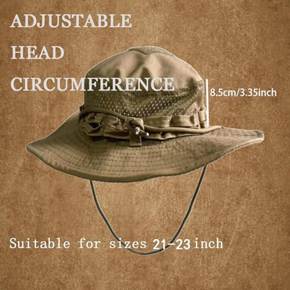 Sun Hat Breathable Boonie Hats for Men Women Fishing Safari Bucket Hat Cap Hunting Outdoor Hiking Camping - color: Black