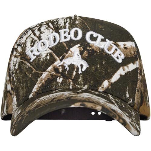 Rodeo Club Camo Western Trucker Hat | Men & Women | Country Caps for Cowgirls Cowboys | Camo Embroidered Cotton | Snapback