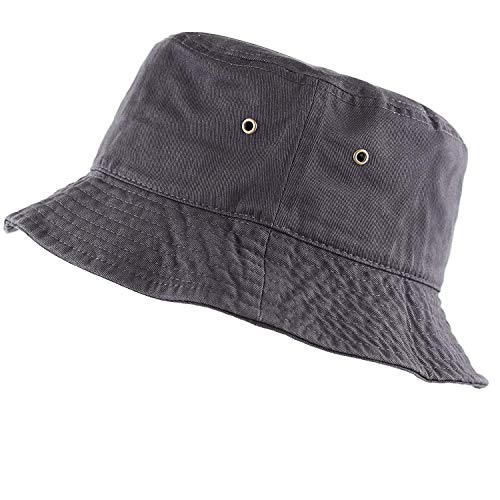 Newhattan Short Brim Visor Cotton Bucket Sun Hat - color: Charcoal, size: Large-X-Large