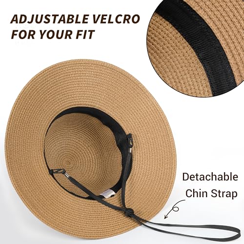 Sun Hats for Women, UPF 50+ Sun Protection, Beach Hat with Wide Brim - color: Khaki-b