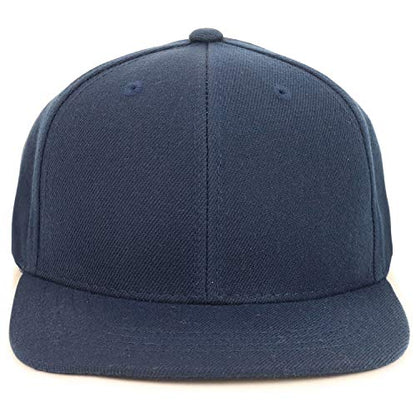 Armycrew Youth Kid's Solid Color Flat Bill Snapback Baseball Cap - color: Navy