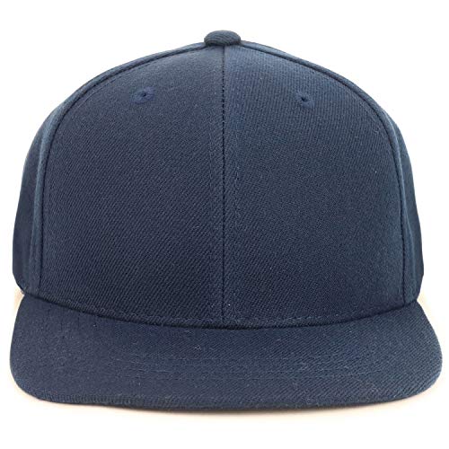Armycrew Youth Kid's Solid Color Flat Bill Snapback Baseball Cap - color: Navy