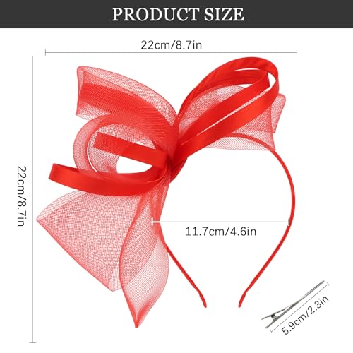 Red Fascinators Hats for Women, Fascinator Headband Women's Tea Party Hat Derby Hats for Cocktail, Wedding, Fancy Dress Party, 1920s Accessories for Women - color: Red