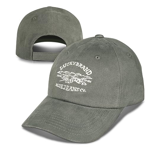 Lucky Brand Classic Cotton Adjustable | Dad Hat | Baseball Cap | Golf | Fishing | Low Profile | 5 Panel Design - color: Blue Jeans Co - Moss