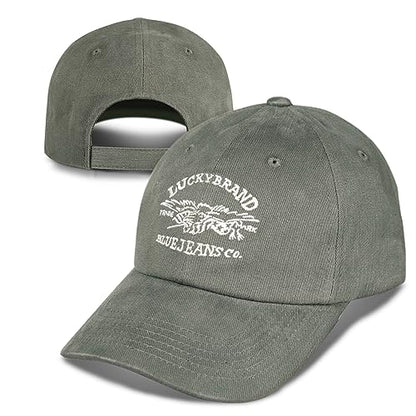 Lucky Brand Classic Cotton Adjustable | Dad Hat | Baseball Cap | Golf | Fishing | Low Profile | 5 Panel Design - color: Blue Jeans Co - Moss