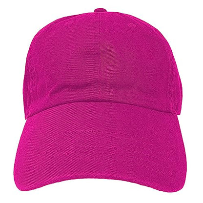Glory Max 100% Cotton Baseball Cap Classic Plain Low Profile Golf Dad Hat Buckle Adjustable - color: Hot Pink