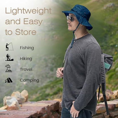 Bucket Hat UV Protection Sun Hat, Boonie Fishing Safari Hats for Outdoors - color: Klein Blue