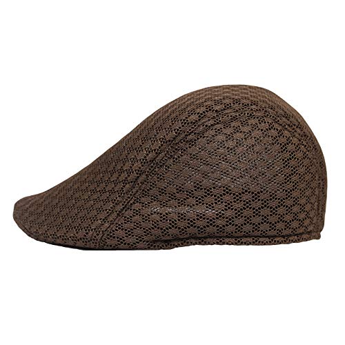 WITHMOONS Breathable Mesh Summer Hat Newsboy Ivy Cap Cabbie Flat Cap UZ30053 - color: Brown