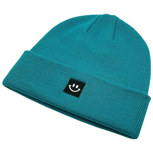 55cube Unisex Winter Beanie Hats Warm Thick Knit Cuffed Skullcaps - color: Peacock Green
