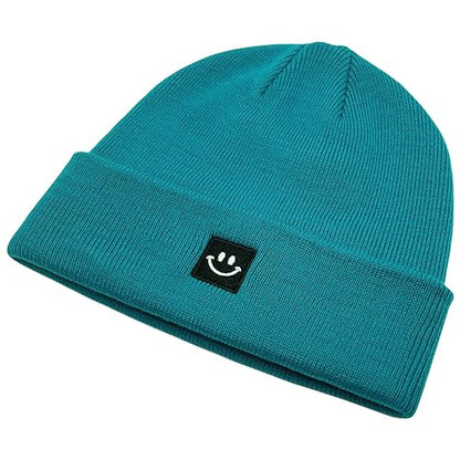 55cube Unisex Winter Beanie Hats Warm Thick Knit Cuffed Skullcaps - color: Peacock Green
