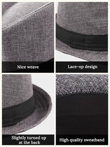 BABEYOND Men's 1920s Short Brim Trilby Fedora Hat - color: A-gray