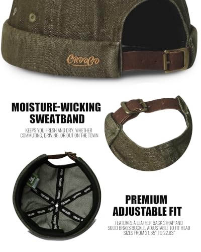 Clakllie Cotton Docker Hat Brimless Hats for Men Retro Sailor Skullcap - color: Fma2503-taupe