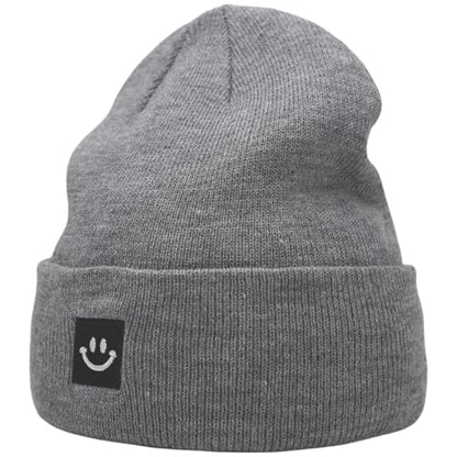 55cube Unisex Winter Beanie Hats Warm Thick Knit Cuffed Skullcaps - color: Solid Grey