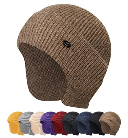 HiRui Knit Beanie Hats Winter Hats Ear Covers for Men Women-Warm Daily Headwear - color: Khaki