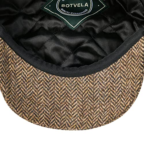 BOTVELA Men's 8 Panel Wool Blend Newsboy Flat Cap - color: Light Khaki, size: 7 5/8