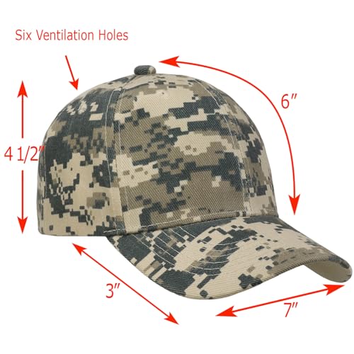Falari Wholesale Bulk Lot 12-Pack Baseball Cap Adjustable Size Plain Blank Solid Color - color: Camouflage - Digital