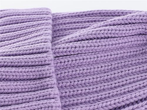 Connectyle Women's Rib Knit Cuffed Beanie Hat Stretch Acrylic Winter Hat Thick Warm Snow Ski Cap - color: Light Purple