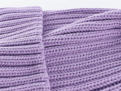 Connectyle Women's Rib Knit Cuffed Beanie Hat Stretch Acrylic Winter Hat Thick Warm Snow Ski Cap - color: Light Purple