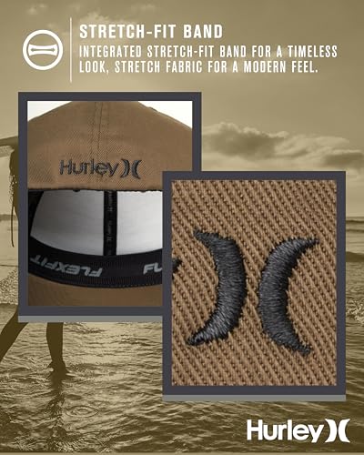 Hurley Mens Curved Brim Flexfit Baseball Cap - color: Medium Olive, size: Small-Medium