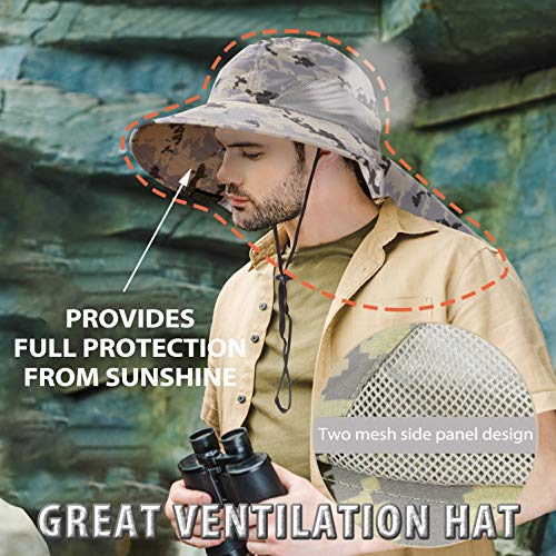Tirrinia Wide Brim Sun Hat with Neck Flap for Men & Women - color: Digital Gray