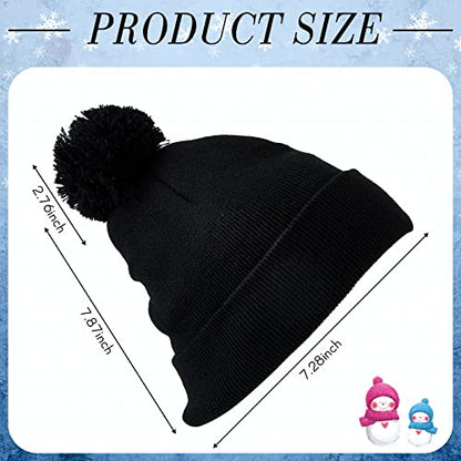 Geyoga 2 Pcs Pom Beanie Hat Men Women Winter Hat Pom Knit Cap Beanies with Ball at Top Acrylic Winter Cap with Cuff - color: Gray, Black, style: Classical