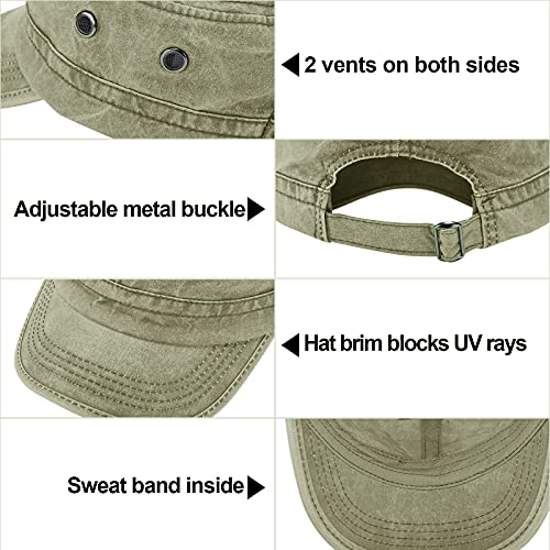 Geyoga Washed Cotton Military Cadet Army Cap - color: Multicoloured(army Green, Black)
