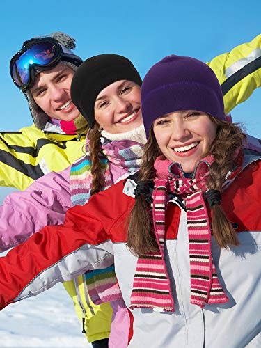Syhood Winter Warm Skull Cap Soft Fleece Beanie Hat Thick Windproof Watch Cap Skiing Outdoor Warm Colored for Men Women - color: Black, Royal Blue, Dark Purple, size: Large