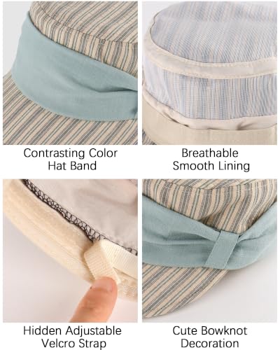 Women Linen Blend Newsboy Hat Lightweight Breathable Flat Top Summer Cap - color: Light Blue