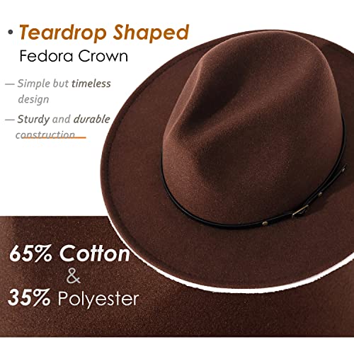 Lisianthus Women Belt Buckle Fedora Hat - color: Coffee