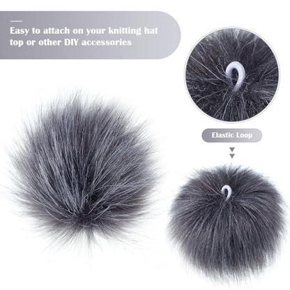 Tatuo 16 Pcs Faux Fur Pom Poms for Hats, Dark Gray - color: Dark Gray