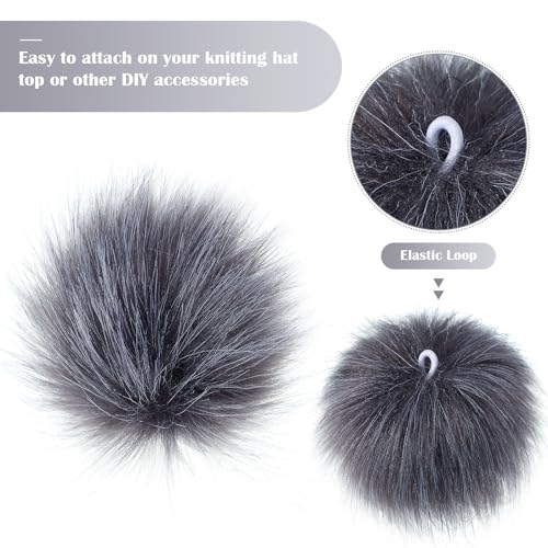 Tatuo 16 Pcs Faux Fur Pom Poms for Hats, Dark Gray - color: Dark Gray