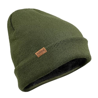 Beanie for Men Winter Thermal Cuffed Knit Hat Warm Gifts Womens Beanies - color: Green Olive