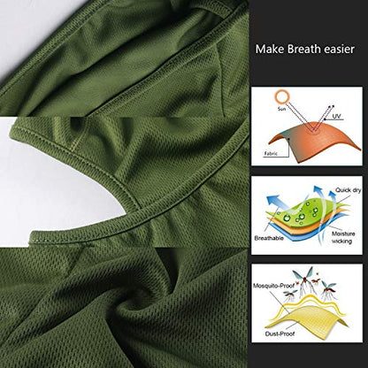 Balaclava Face Mask Adjustable Windproof UV Protection Hood - color: Army Green