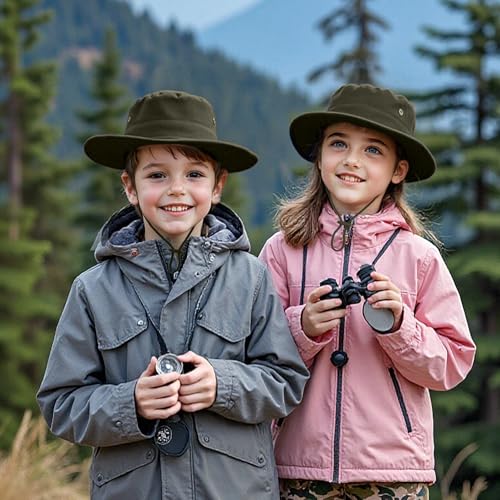 Kids Sun Hats for Boys Girls Bucket Hat UPF 50+ UV Protection Safari Hat Lightweight & Breathable Boonie Hat - color: 1 Pack-army Green