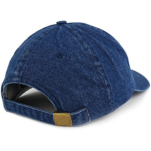 Trendy Apparel Shop US American Flag Small Embroidered 100% Cotton Denim Cap Dad Hat - color: Dark Blue